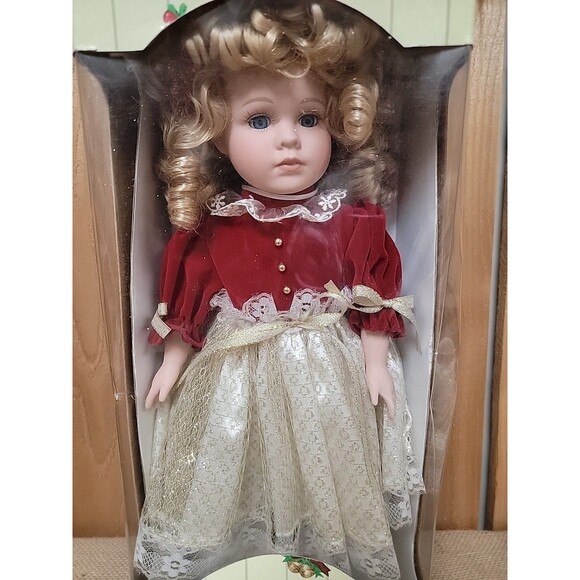Vintage 1992 Christmas JCPenney Collectible Porcelain Doll New In Box - Picture 1 of 7